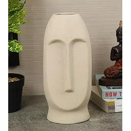 TIED RIBBONS Flower Vase (White, Matte Finish, 9.8 inch x 3.9 Inch) for Artificial Flowers Face Vase Living Room Plants Home Decor Office Bedroom Farmhouse Table Corner Decoration Gift Items-picture-26