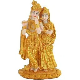 TIED RIBBONS Gold Plated Radha Krishna Idol Statue Showpiece (Resin, 19 cm x 11 cm) - Decoration Items for Home Decor Living Room Mandir Temple Pooja Room Table Top Office Gifts-picture-10