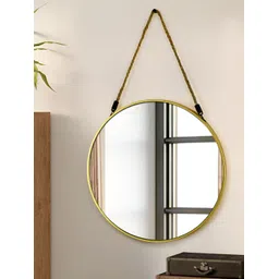 TIED RIBBONS Beige Round Shaped Framed Wall Hanging Mirror image 1