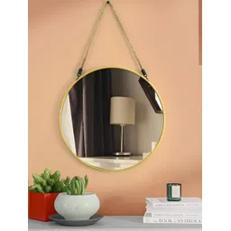 TIED RIBBONS Beige Round Shaped Framed Wall Hanging Mirror image 5