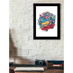 TIED RIBBONS Black & Blue Solid Graphic Wall Art-picture-24