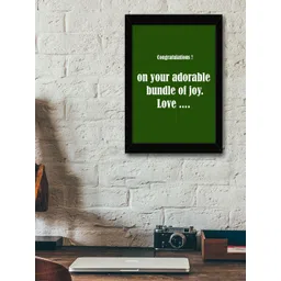 TIED RIBBONS Black & Green Solid Typographic Wall Art-picture-38