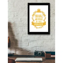 TIED RIBBONS Black & Mustard Yellow Solid Typographic Wall Art-picture-39