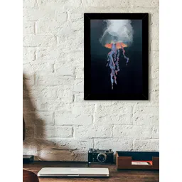 TIED RIBBONS Black & Navy Blue Solid Abstract Jellyfish Wall Art-picture-16
