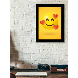 TIED RIBBONS Black & Yellow Solid Love Emoji Wall Art-picture-27