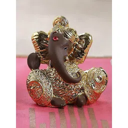 TIED RIBBONS Brown & Gold-Toned Decorative Small Ganesh Idol Showpiece-picture-40