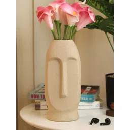 TIED RIBBONS Decorative Beige-Coloured Face Shaped Ceramic Flower Vase-picture-30