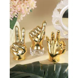 TIED RIBBONS Gold-Toned 3 Pieces Hand Sign Ceramic Showpieces-picture-39