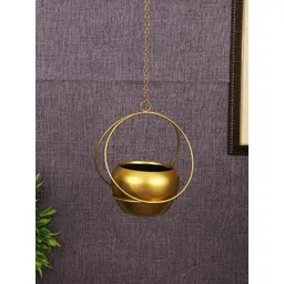 TIED RIBBONS Gold-Toned Solid Metal Hanging Planter-picture-19