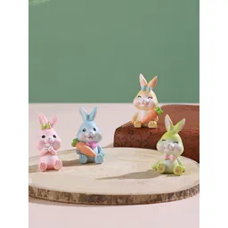 TIED RIBBONS Orange & Pink 4 Pieces Cute Rabbit Miniature Figurine Showpieces-picture-37