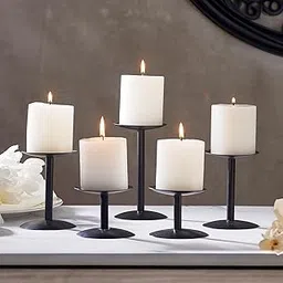 TIED RIBBONS Pack of 5 Candle Holder Stand for Pillar Candles Dinner Table Centrepiece (Black, Iron) Decoration Items for Home - Home Décor - Gifts Item-picture-11