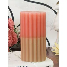 TIED RIBBONS Pink & Beige Sandalwood Scented 60 Hours Burn Time Pillar Candle-picture-31