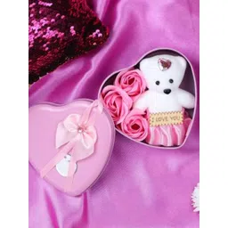 TIED RIBBONS Pink Heart Box with Mini Teddy & Artificial Roses Gift Set-picture-34