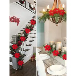 TIED RIBBONS Set of 12 Christmas Decoration Artificial Poinsettia-picture-18