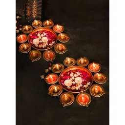 TIED RIBBONS Set of 2 Gold-Toned Solid Urli Decorative Bowls-picture-35