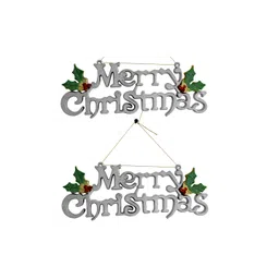 TIED RIBBONS Set of 2 Grey & Red Christmas Hanging Tag Sign-picture-36