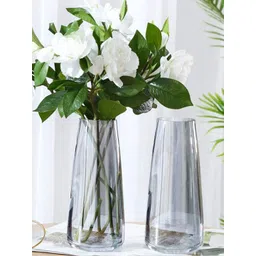 TIED RIBBONS Set Of 2 Transparent Solid Glass Vases-picture-16