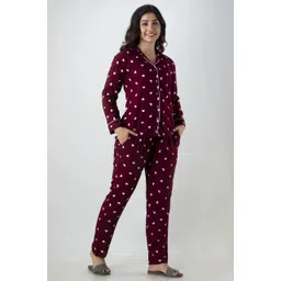 tigersnake Women Shirt & Pyjama set Maroon Printed-picture-13