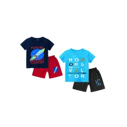 Tik Tok WEARS Boys Pack Of 2 Graphic Printed Pure Cotton T-shirt With Shorts-picture-10