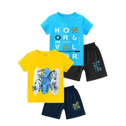 Tik Tok WEARS Boys Pack Of 2 Printed Round Neck Cotton T-shirt With Shorts-picture-29