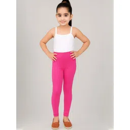 TIK TOK WEARS Girls Pink Solid Regular Fit Cotton Legging-picture-49