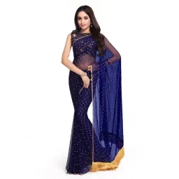 Tikhi Imli Blue Embellished Saree with Unstitched Blouse-picture-46