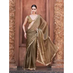 Tikhi Imli Brown Solid Saree with Unstitched Blouse-picture-13