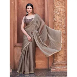 Tikhi Imli Grey Solid Saree with Unstitched Blouse-picture-38