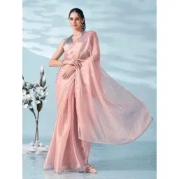 Tikhi Imli Peach Solid Saree with Unstitched Blouse-picture-37