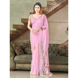 Tikhi Imli Pink Floral Saree with Unstitched Blouse-picture-48