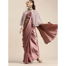 Tikhi Imli Pink Plain Saree With Unstitched Blouse-picture-12