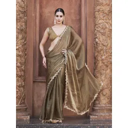 Tikhi Imli Solid With Embroidered Border Polyester Saree-picture-40