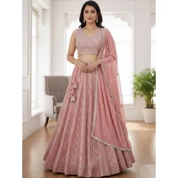 TIKODI Embroidered Sequinned Semi-Stitched Lehenga & Unstitched Blouse With Dupatta-picture-10