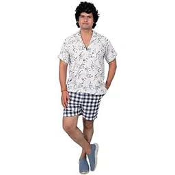 tilism Shirts with Shorts Night Suit Set Printed (White, XXL)-picture-27