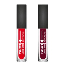 TILKOR Set Of 2 Love Meter Matte Long Lasting Liquid Lipstick - 5 ml Each - Red - Maroon-image-16