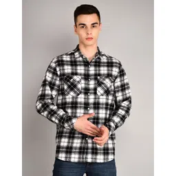 TIM PARIS Spread Collar Long Sleeves Standard Tartan Checked Casual Pure Cotton Shirt-picture-16