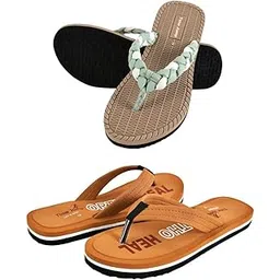 time jump Women's Flip Flop Sandals Combo Pack, Orthopedic Sock Proof Multicolor Braided and Casual Beach Slippers, 2 Pairs-picture-15