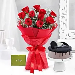 Timeless Love Red Roses Bouquet Chocolate Cake-picture-37