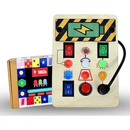 Timgloo Plug & Play Montessori Busy Board – Wooden Sensory Toy with LED Lights & Switches – Montessori Fine Motor Activity Board for Toddlers Age 1-6 – Educational Busy Board for Kids-picture-31