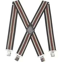 timiot Mens 2 Inch Wide Suspenders Heavy Duty Strong Clips Adjustable Elastic Braces Big and Tall X-Back, Beige Green Stripe, One Size-picture-55