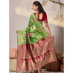 TINA FASHION Ethnic Motifs Zari Art Silk Handloom Banarasi Saree-picture-10