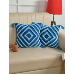 TINDLER KNOTS Multicoloured Set of 2 Geometric Square Cushion Covers-picture-24
