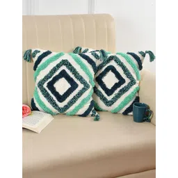 TINDLER KNOTS Set of 2 Geometric Printed Thread Work Square Cushion Covers-picture-32
