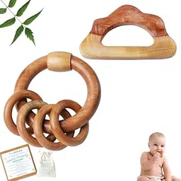 Tinigreen Cloud Rattle Shaped Neem Wooden Teethers Combo for 3 to 12 Months Infant Baby (Pack of 2)-picture-28