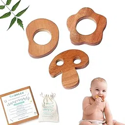 TINIGREEN Mushroom Mango Star Shaped Organic Neem Wood Teether Combo for Baby (Pack of 3)-picture-11