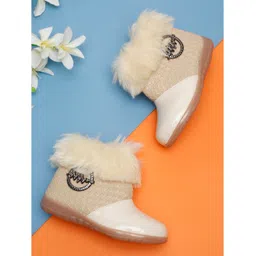 Tiny Bugs Fur Detailed Zip Up Boots - Beige-picture-17