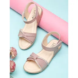 Tiny Bugs Girls Embellished Velcro Open Toe Flats-picture-40