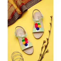 Tiny Bugs Girls Printed Ethnic Open Toe Flats-picture-24