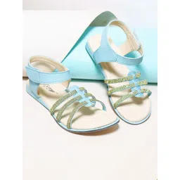 Tiny Bugs Girls Striped Party Open Toe Flats-picture-30