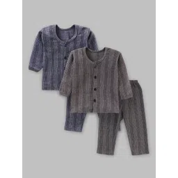 Tiny Bugs Infants Pack Of 2 Striped Cotton Thermal Set-picture-25